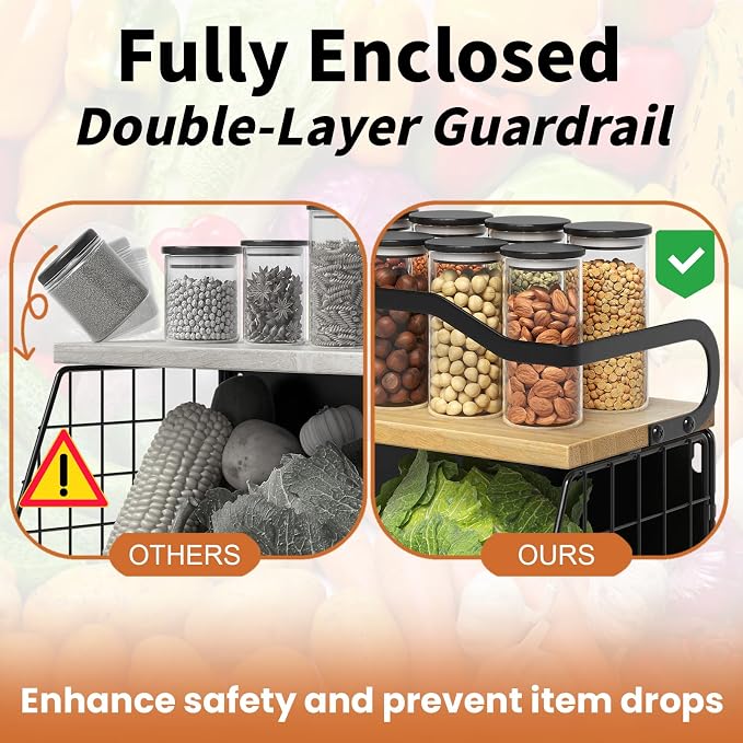 Magnetic Shelf for Fridge with Wood Lid, Fruit Potato and Onion Storage Bins - Image 7