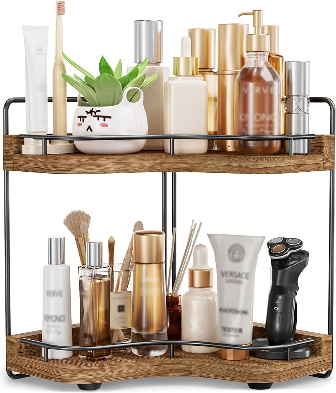 2-Tier Corner Bathroom Counter Organizer by Unknown
