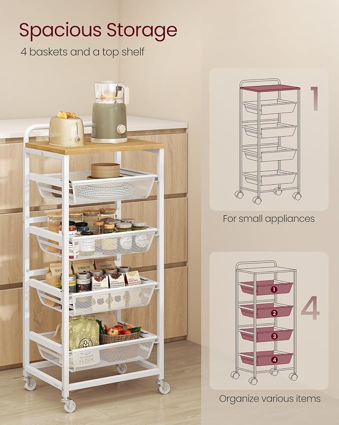 VASAGLE Storage Rolling Cart - Image 4