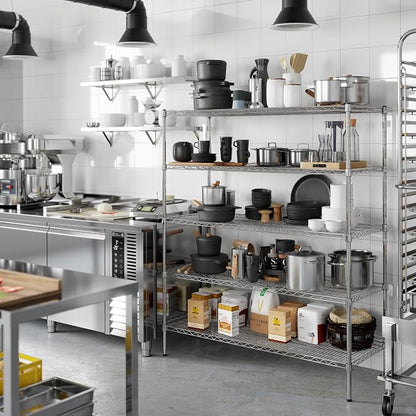 21" Deep x 54" Wide x 64" Height Wire Shelving Kit | 5-Tier | NSF Commercial - Image 6