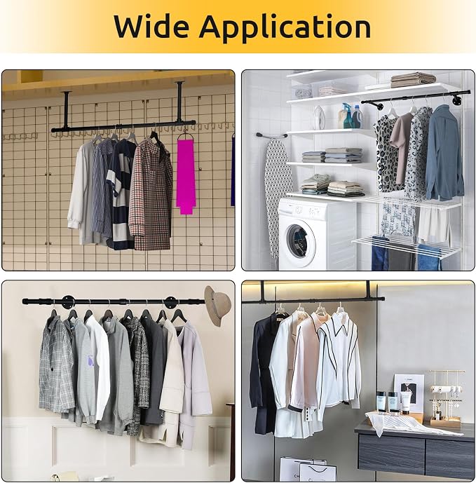 36 inch Industrial Pipe Clothes Rack Wall Mount - Image 7