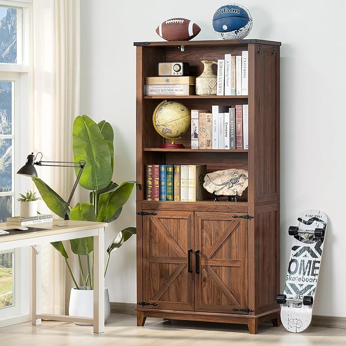 70in Tall Bookshelf 5 Tier Bookcase - Image 4