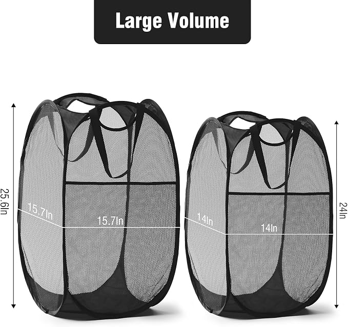 TECHMILLY Upgraded 105L Collapsible Mesh Pop Up Laundry Hamper - Image 2