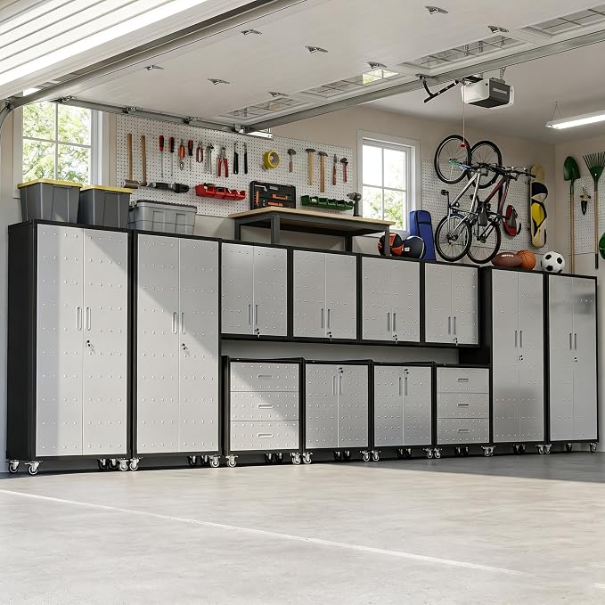 12-Piece Heavy Duty Steel Garage Cabinet System | All-in-One Modular Garage by VIYET