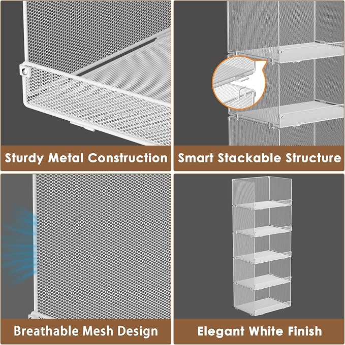 Tiaoheka 5-Tier Stackable Closet Organizers and Storage, Metal Wire Storage - Image 6