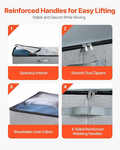 VEVOR Under Bed Storage with Clear Lids, 33.5 x 16.9 x 4.7 Inch, 45L Large - Image 7