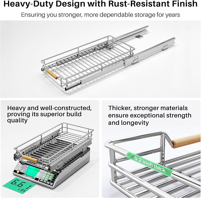 Pull out Cabinet Organizer, Heavy Duty Smooth Sliding Under Cabinet Shelves - Image 6