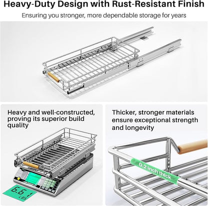 Pull out Cabinet Organizer, Heavy Duty Smooth Sliding Under Cabinet Shelves - Image 6