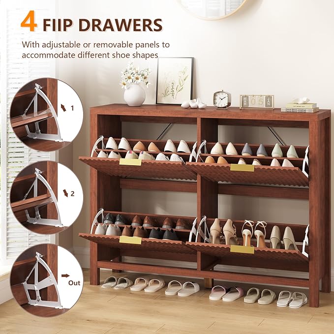 47" Fluted Shoe Cabinet Stoarge - Image 5
