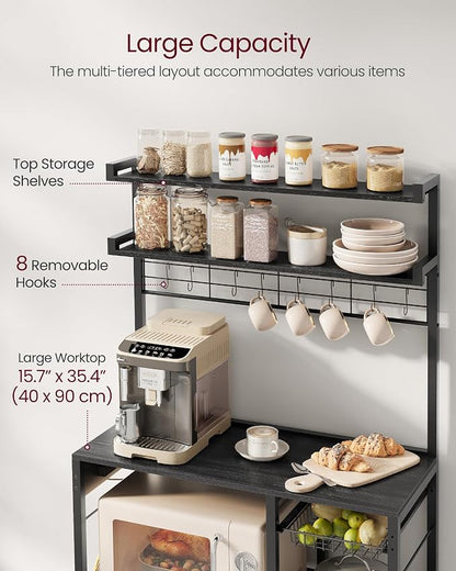 VASAGLE Bakers Rack with Power Outlet, 35.4 Inches Microwave Stand, Coffee Bar - Image 6