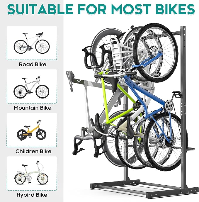 EVERHANGER Freestanding Bike Rack, Vertical Bike Rack Stand - Image 3