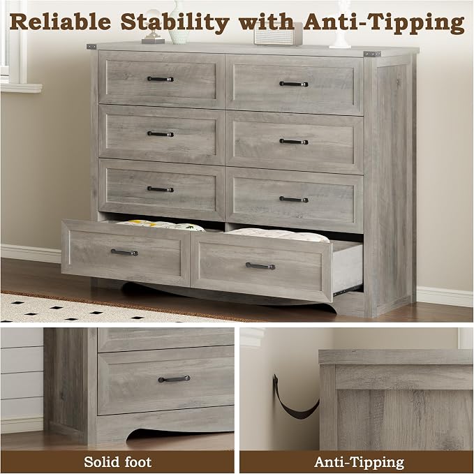 8-Drawer Dresser for Bedroom, Modern Wooden Chest of Drawers - Image 7