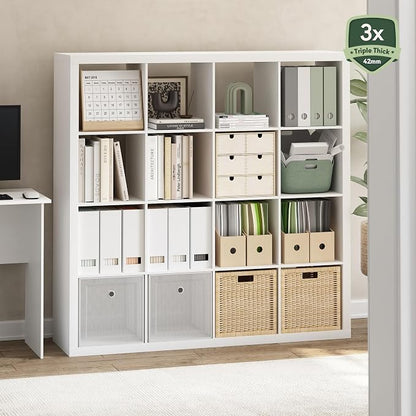 Furinno Cubicle Book Shelf, 16-Cube Bookshelf, Triple Thick Frame Cube Storage - Image 2
