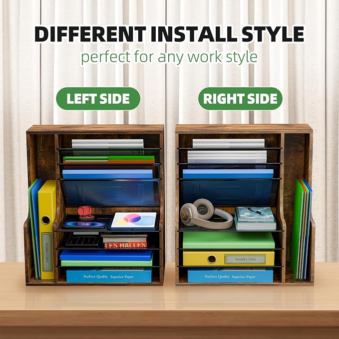 Simple Trending 7- Tier Desk File Organizer, Paper Organizer, Rustic Brown | - Image 5