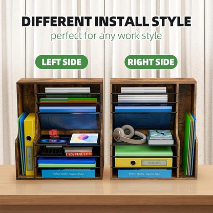 Simple Trending 7- Tier Desk File Organizer, Paper Organizer, Rustic Brown | - Image 5