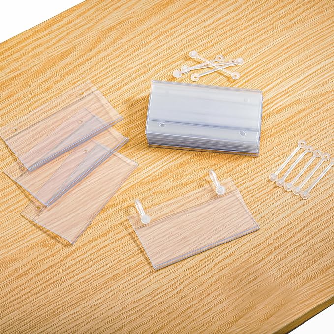 Elsjoy 100 Pack Plastic Wire Shelf Label Holders, Reusable Basket Label Holders - Image 4