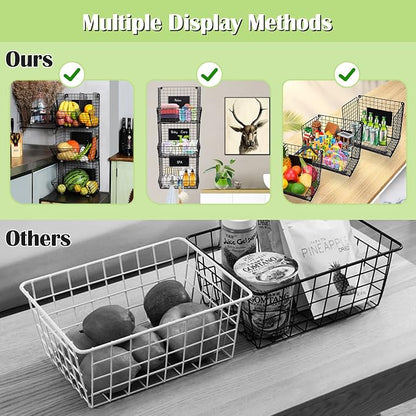 X-cosrack Metal Wire Basket Wall Mount, 3 Tier Wall Storage Basket Organizer - Image 8