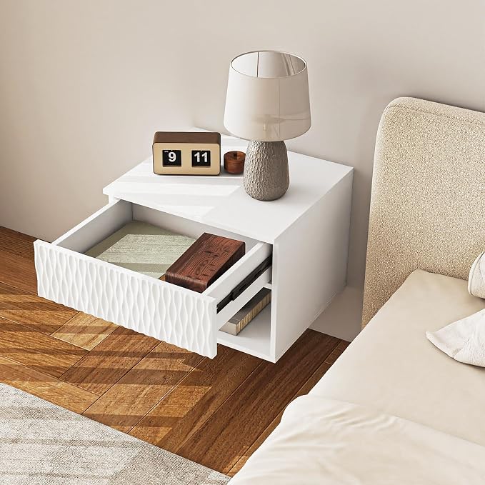 Vibe & Dine Floating Nightstand Set of 2, Wall Mounted Night Stand - Image 4