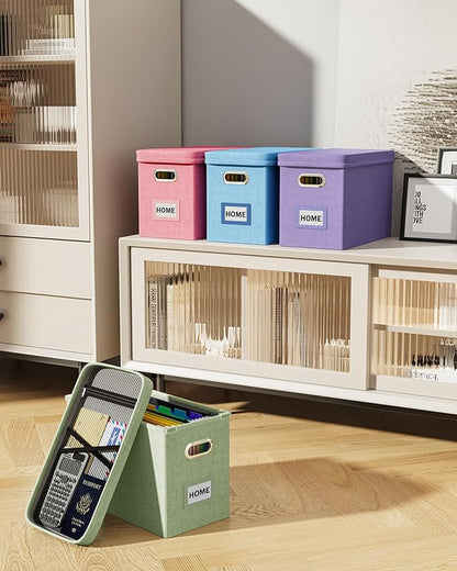 Hanging Filing File Box with Mesh Pocket, File Organizer Box with Lid, - Image 7