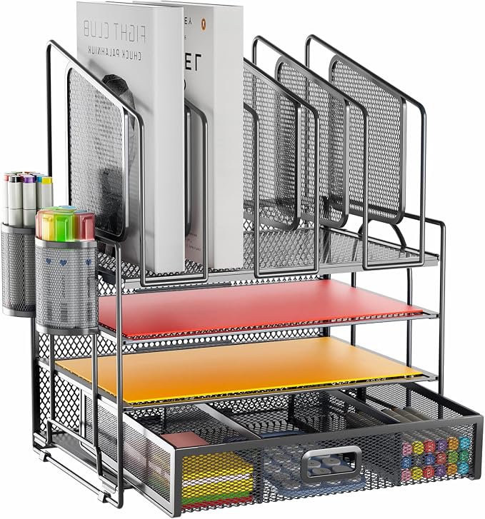 Marbrasse Desk Organizers, 4-Tier Mesh Desk File Organizer by Marbrasse