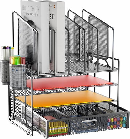 Marbrasse Desk Organizers, 4-Tier Mesh Desk File Organizer by Marbrasse