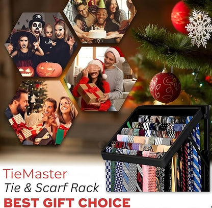 TieMaster Tie Rack and Scarf Organizer, Battery-Free Design, Holds 60 Ties and - Image 5
