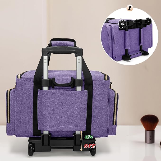 LUXJA Rolling Makeup Case with 3 Removable Pouches and 1 Makeup Brush Bag - Image 5