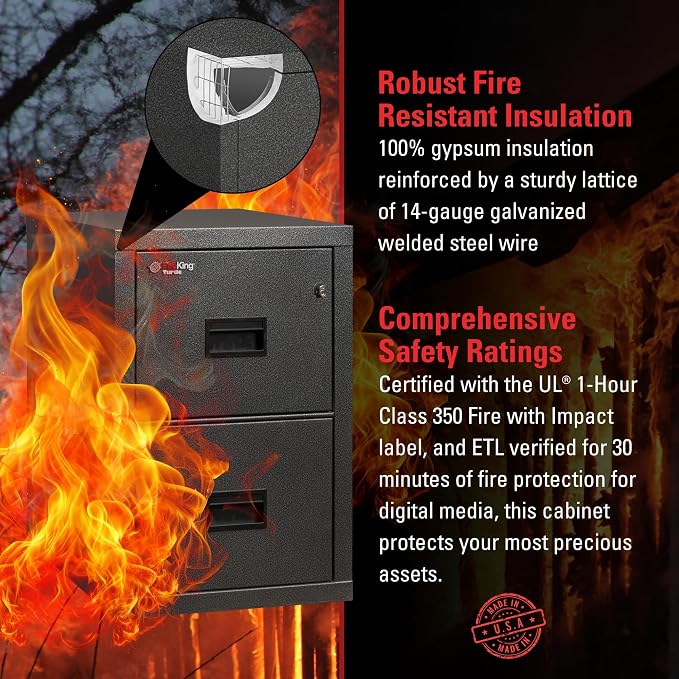 FireKing Turtle Vertical 2 Drawer Legal and Letter Fire Safe File Cabinet - Image 5