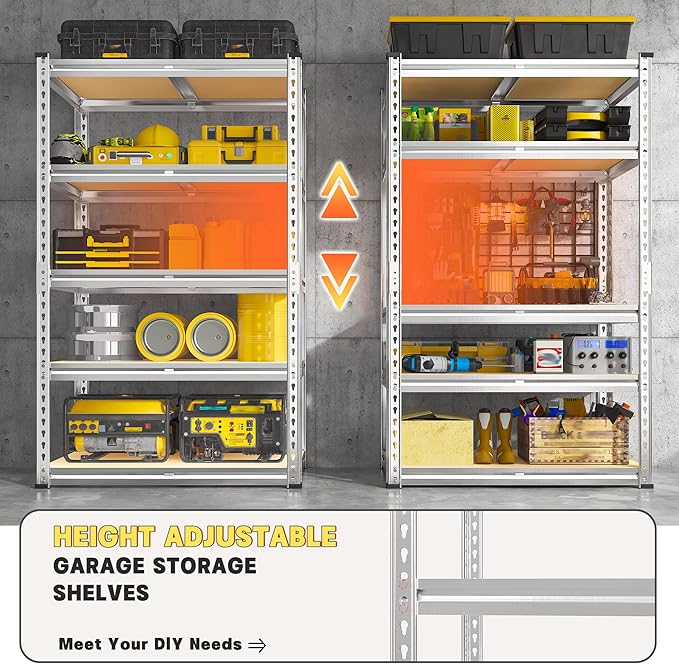 REIBII 2000LBS Storage Shelves 5 Tier Garage Shelving Heavy Duty Metal Shelving - Image 6