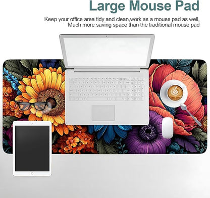 Flower Gaming Mouse Pad 35.4"x15.7"Desk Mat Anti-Slip Rubber Base & Durable - Image 6