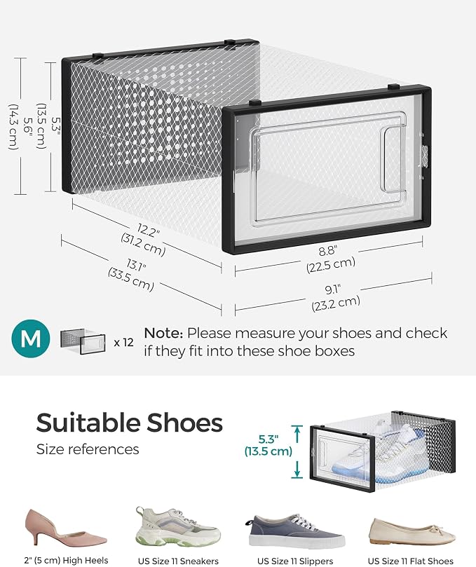 SONGMICS Shoe Boxes, Stackable Clear Plastic Boxes - Image 5