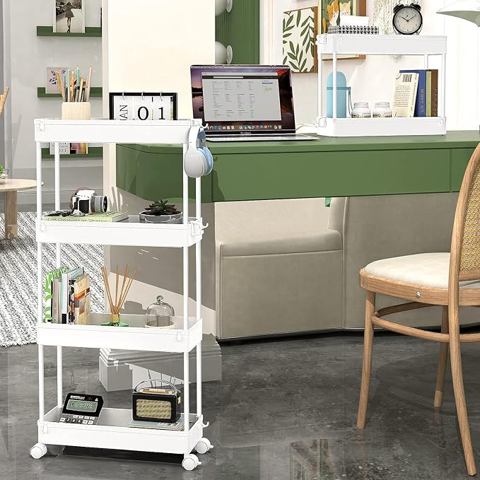 SPACEKEEPER Slim Rolling Storage Cart, 4 Tier Bathroom Cart Organizer, Mobile - Image 7