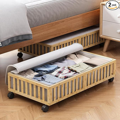 Bamboo Under Bed Storage Containers by MHXWSXPN