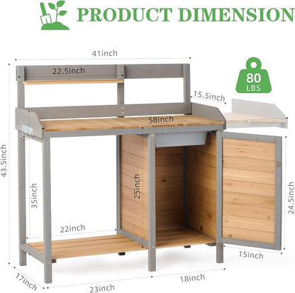 Wooden Potting Bench Table - Image 3