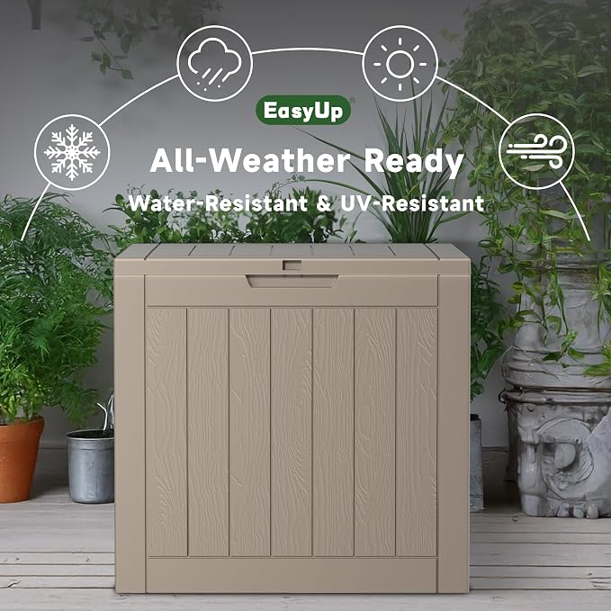 EasyUp 39 Gallon Outdoor Storage Box Waterproof, Resin Outdoor Deck Box - Image 4