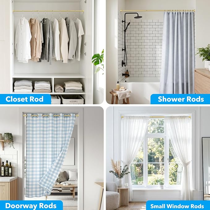 Shower Curtain Rod Gold Tension Rod 45 to 77 Inch Spring Curtain Rod Shower rod - Image 8