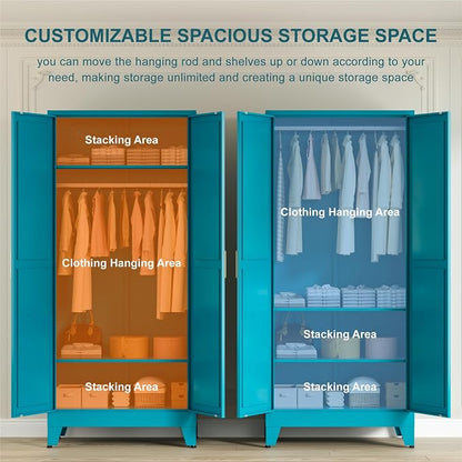 71" Tall Metal Wardrobe Closet - Image 4
