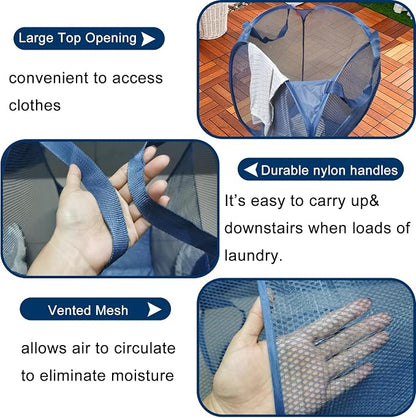 Mesh Pop Up Laundry Hamper for Cruise, Collapsible Laundry Basket Foldable - Image 4
