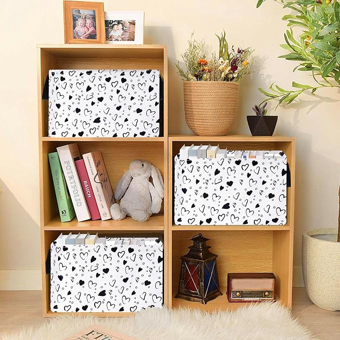 MAIZMZ Girls Empty Gift Basket Heart Print Storage Cube - Image 5