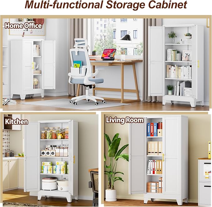 61" White Metal Storage Cabinet - Image 8