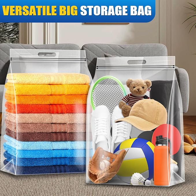BURVAGY 6Pack Extra Large Plastic Storage Bags 10 Gallons 24"x20"x7" Zero BPA - Image 4