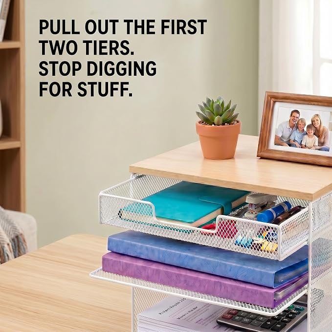 4-Tier Mesh Desk Organizer and Accessories - Image 5