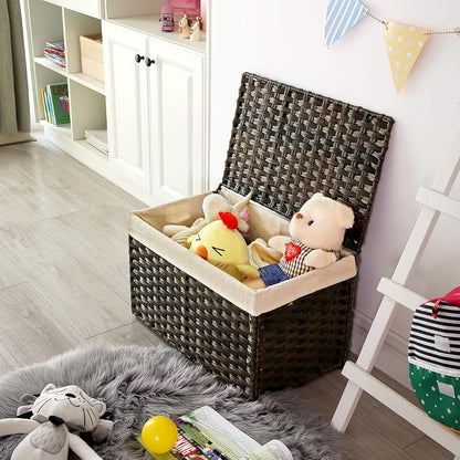 SONGMICS Storage Basket with Lid, Woven Blanket Storage Bin with Handles - Image 4