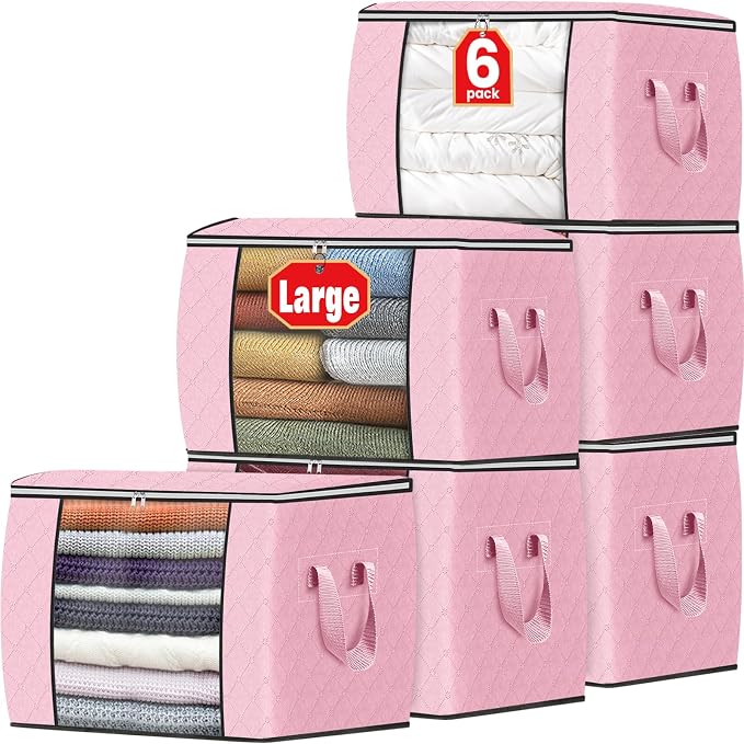 Fab totes 24 Gallons Clothes Storage, Foldable Thick Fabric Blanket Storage Bags by Fabtotes