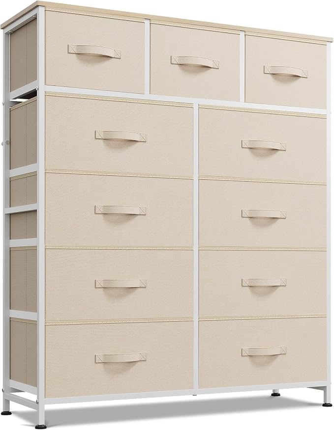 WLIVE Tall Dresser for Bedroom, 11 Drawer Chest of Drawers, Cream White | 11 by WLIVE