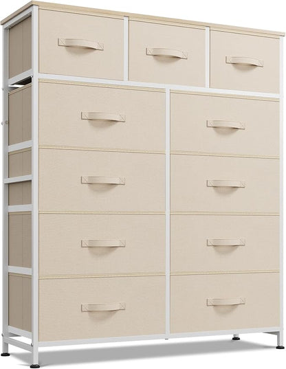 WLIVE Tall Dresser for Bedroom, 11 Drawer Chest of Drawers, Cream White | 11 by WLIVE