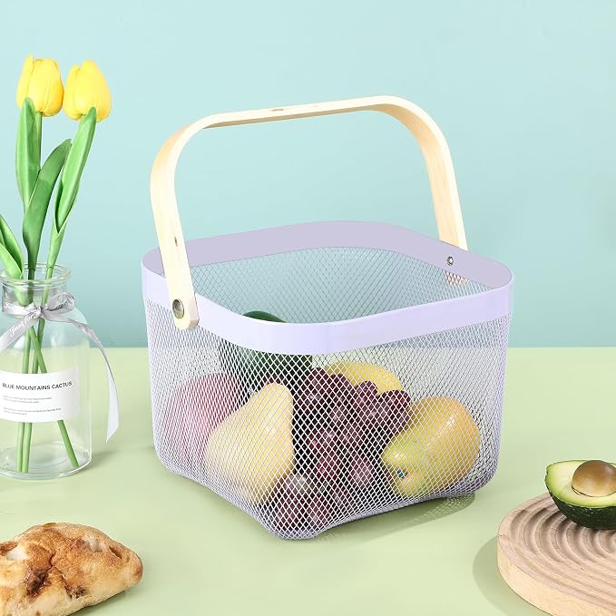 AJIODA Metal Mesh Steel Basket, Storage Organizer Basket Multi-functional - Image 2