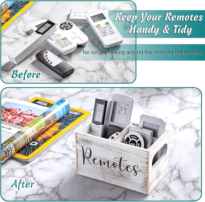 DRASTAR Remote Control Holder, Retro White TV Remote Holder, Remote Organizer - Image 5