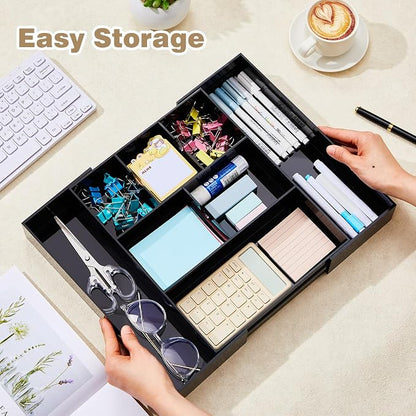 1 PC Acrylic Desk Drawer Organizer 2 Inch Height Expandable Drawer Organizer - Image 5