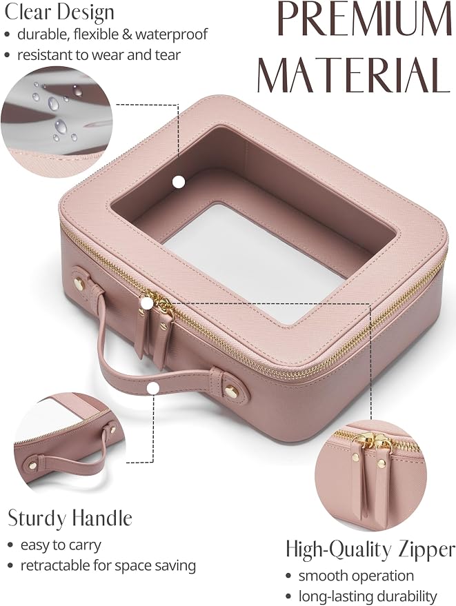 Popvibe Clear Makeup Bag Travel Cosmetic Case Transparent Toiletry Bag - Image 2
